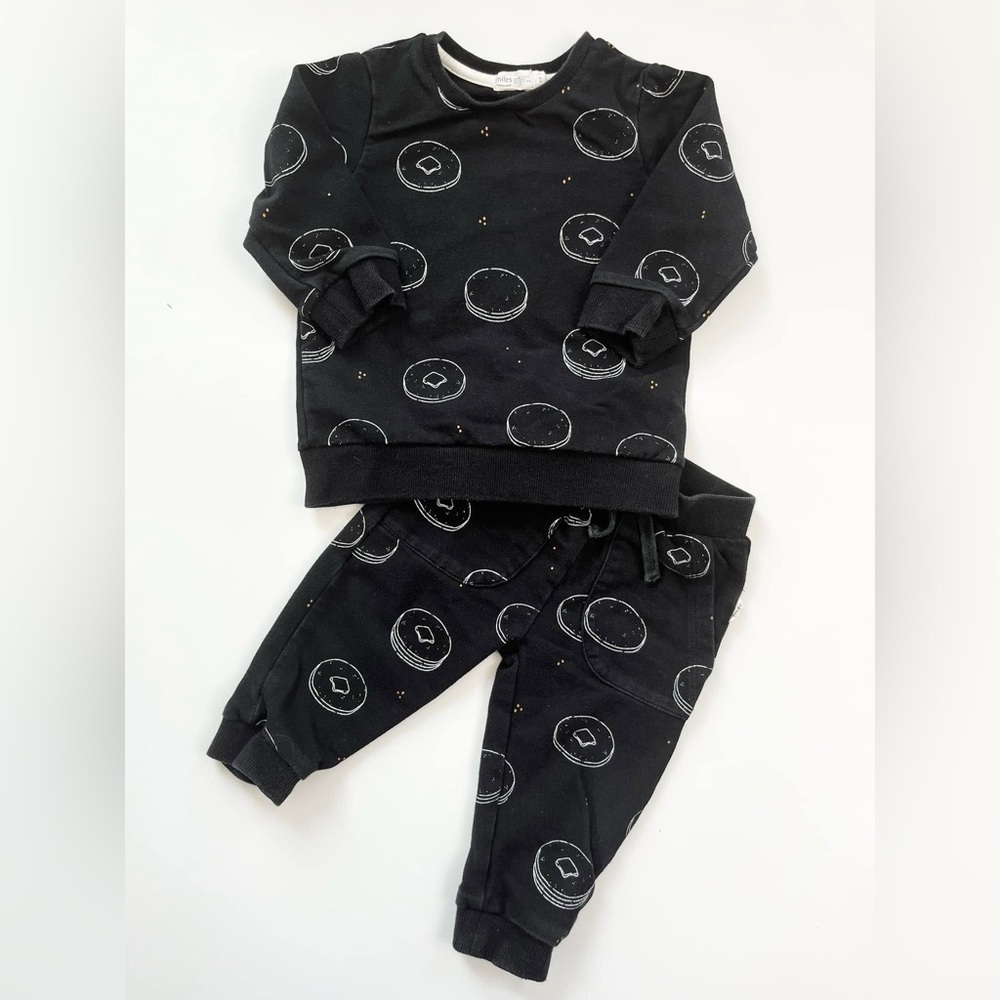 Miles The‎ Label Black Pancake Print Kids Bottoms and Sweater
